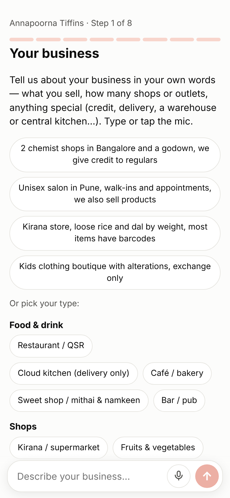 The first setup step: tell Xike about your business